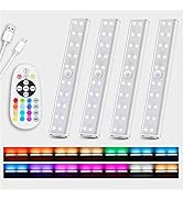 48-LED Under Cabinet Lighting Wireless, 15 Colors Changeable Rechargeable Dimmable Under Cabinet ...