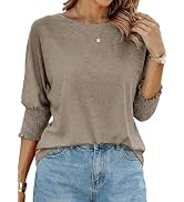 Dokotoo Women's 2026 Fashion Tops 3/4 Sleeve T-Shirts Cute Crewneck Basic Business Tees Blouses
