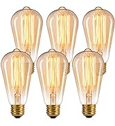 Edison Light Bulbs, 6Pcs Vintage 60 Watt Incandescent Light Bulbs E26 Base Dimmable Decorative An...