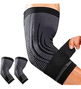 HiRui 2 PACK Elbow Brace for Men Women, Elbow Compression Sleeves With Adjustable Straps, Tennis ...