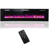 ARLIME 68” Electric Fireplace, Ultra-Thin Wall Firebox Heater w/Remote Control &amp; Timer, 12 Flame ...