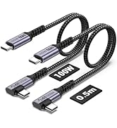 SUMPK 100W Short USB C Cable 3.1 Right Angle [1.5FT 2 Packs], 5A Fast Charging, 10GBbps High Spee...