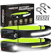 FORTEM Headlamp Rechargeable 2-Pack, 230° Wide Beam LED Head Lamp w/Motion Sensor, 6 Modes for Me...