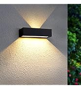 Solar Wall Lights Outdoor, Solar Dusk to Dawn Lights Outdoor Waterproof Wall Sconce Light, Alumin...