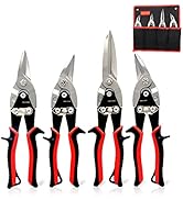 TOOLEAGUE Tin Snips Set for Cutting Metal Sheet, 4 Pcs Aviation Snip Left, Right, Straight and Lo...