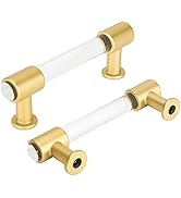 goldenwarm 10 Pack Gold Drawer Pulls 3 inch Acrylic Cabinet Pulls Brushed Brass Cabinet Pulls - L...