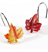Maple Leaf Shower Curtain Hooks, 12Pcs Thanksgiving Decorative Shower Curtain Hooks, CHICTIE Autu...