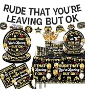 142pcs Rude That You’re Leaving But OK Plates Party Supplies for Coworkers Going Away Party Decor...