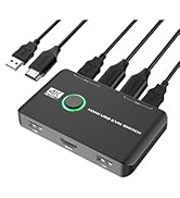 4K KVM Switch HDMI 2 Port Box, USB HDMI Switches for Dual Computers 4K@60Hz