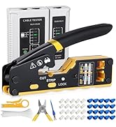 RJ45 Crimp Tool Kit Pass Through Crimper Tool for 8P RJ45 Cat5 Cat5e Cat6 Cat6a 6P RJ11/12 Modula...