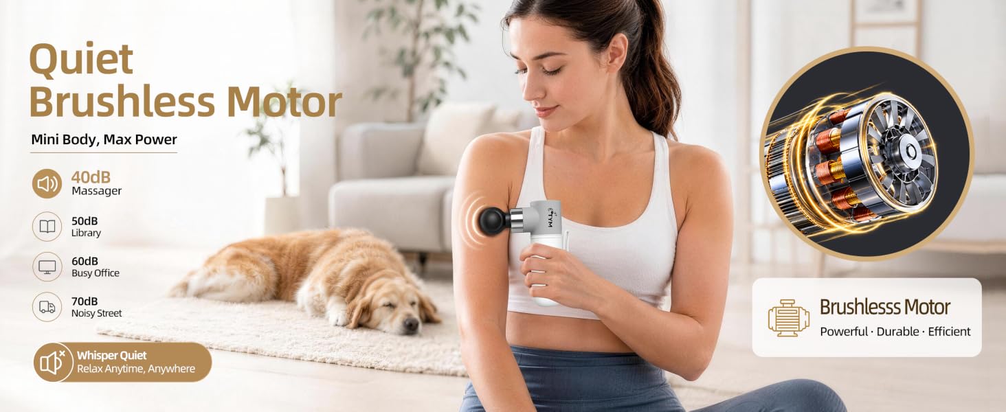 Percussion Massage Gun Deep Tissue With 4 Heads, Fascia Massager Gun Mini For Neck Muscle Massager