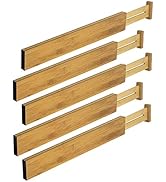 RAPTUROUS Bamboo Drawer Dividers 5 Pack, 2.75" High Kitchen Drawer Divider, Spring Loaded, 17.5-2...