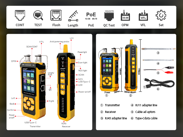 NF-8518 Network Cable Tester with Optical Power Meter, Ethernet Cable Tester