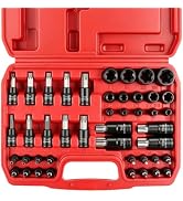 LLNDEI 44PCS E-Socket &amp; Torx Bit Set, Cr-V &amp; S2 Steel | 1/4", 3/8", 1/2" Drive E-Type Sockets wit...