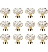 Wealrit 12 Pcs Flower Shaped Cabinet Knobs - Vintage Gold Decorative Knobs for Cupboard, Wardrobe...