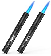 TBTeek 2 Pack Torch Lighters, Refillable Butane Lighter with Safety Lock & Continuous Flame, Visi...