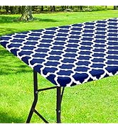 Smiry Rectangle Picnic Table Cover, Waterproof Elastic Fitted Camping Tablecloths for 6 Foot Tabl...
