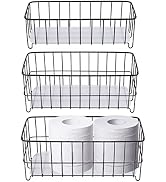 [Set of 3] Farmhouse Decor Small Metal Wire Storage Organizer Basket Bins for Bathroom, Kitchen, ...