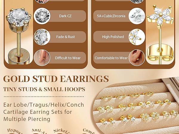 hypoallergenic earrings for women 14k gold earrings for women gold stud earrings for women