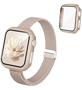 Knossen 3-in-1 Slim Braided Band and Case Compatible with Apple Watch Bands for Women 40mm 41mm 4...