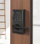 Schlage Encode Smart Wifi Lever Handle Lock in Matte Black Finishon on front door