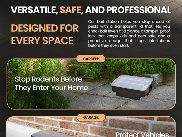  Rodent trap with clear lid in garden path for secure and discreet outdoor pest control