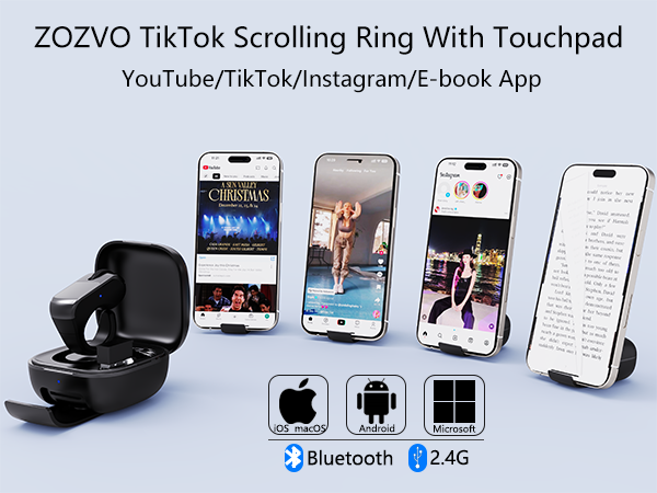 ZOZVO Tiktok Scrolling Ring With Touchpad