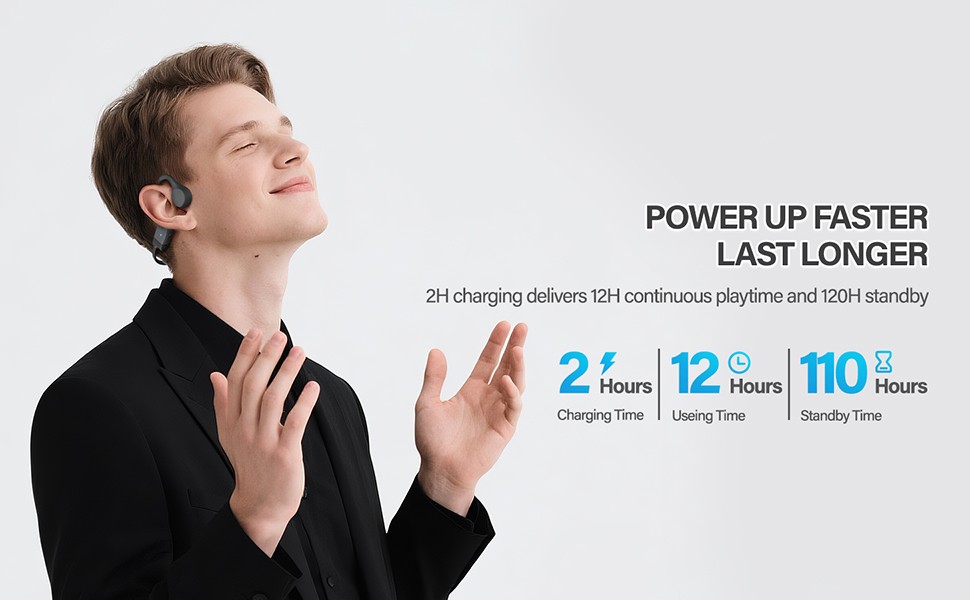 Bone conduction headphones, 12-hour playtime and fast charging for workouts and commuting