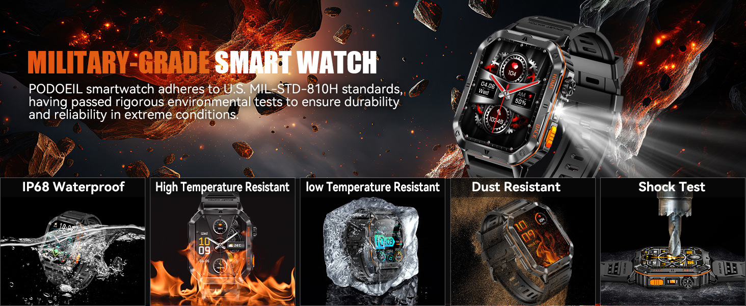 Military-grade tactical smartwatch for men