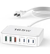 Aioneus Multiple Device Charging Station, 165W 7-in-1 Charger Multi Port USB Charging Station wit...