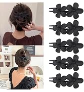 5PCS Black Flower Flat Hair Clips for Women - Mdscve French Flat Hair Claw Matte Hair Clips Flat ...