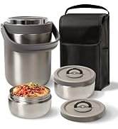 Pawovdeq Adults Lunch Thermos for Hot Food with Inserts Stackable Bento Box, Stainless Steel Vacu...