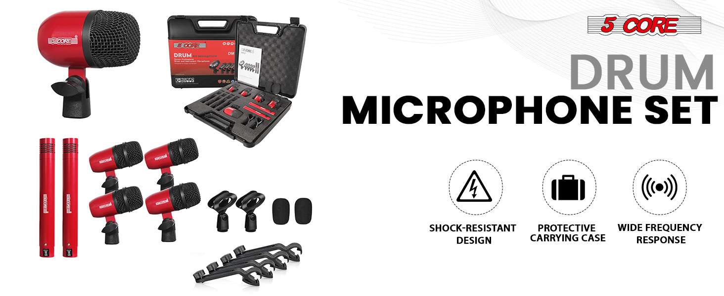 drum mic kit drum microphone set 7 piece drum set drum mic set recording studio kit percussion mic