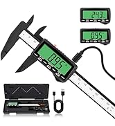 HARDELL Calipers, Rechargeable Digital Caliper 6 Inch, Durable Plastic Digital Caliper Measuring ...