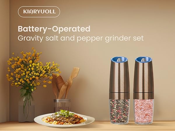 KIARYUOLL Gravity Electric Salt And Pepper Grinder Set