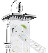 Hibbent 5-spray Filtered Rainfall Shower Head Combo, High Pressure 13'' Showerhead with Stainless...