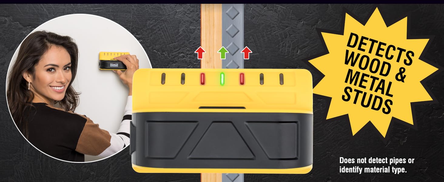 The M70 stud finder wall scanner detects wood and metal studs