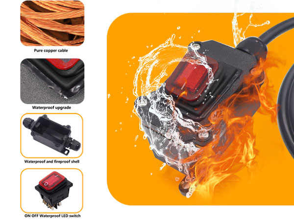 Heavy Duty Extension Cord with IP67 Waterproof Switch
