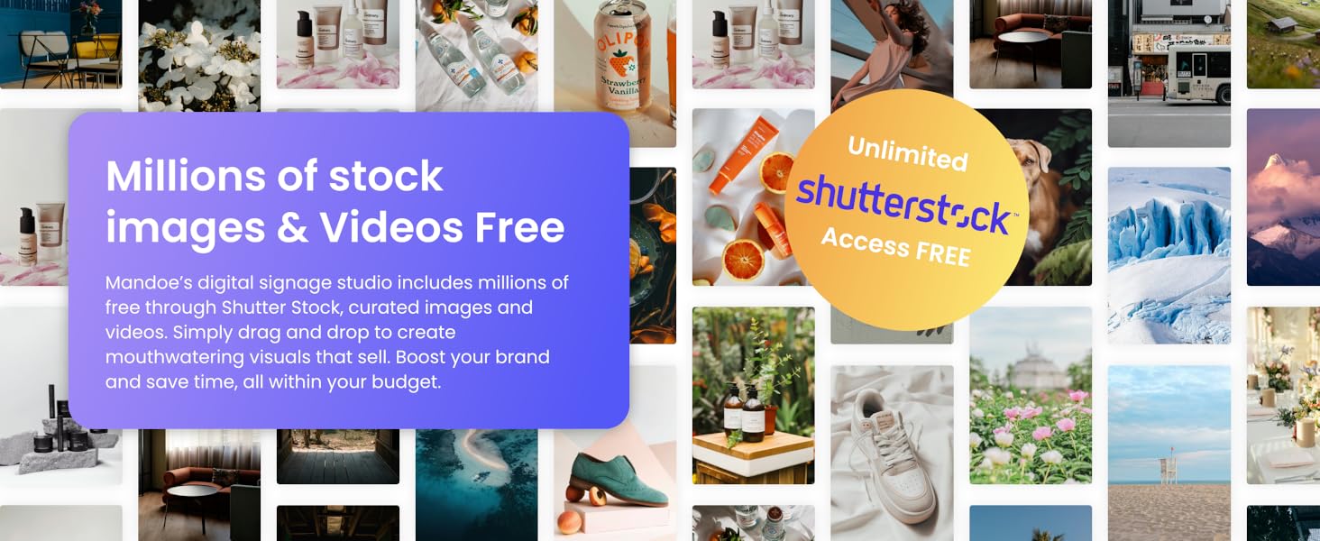 Mandoe Media Digital Signage Studio - Unlimited Shutterstock access