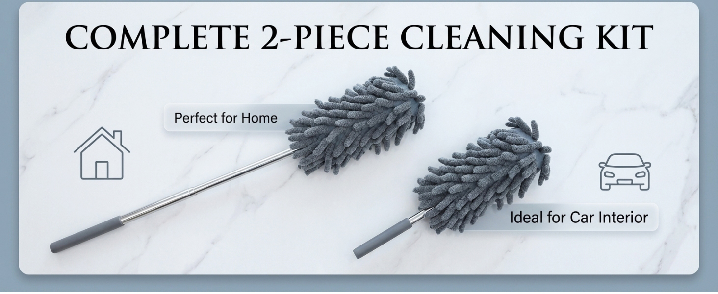 2 Gray chenille dusters 9