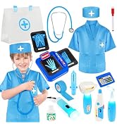 IVENRXIU Doctor Kit for Kids, 17 Pcs Medical Play Set with Bag and Dress Up Costume for Toddlers ...