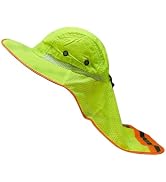 Men High Visibility Reflective Work Safety Sun Hat with Neck Flap Wide Brim Boonie UV Protection