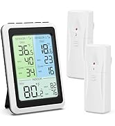 OQIMAX Refrigerator Thermometer with Alarm - 4.5 inch Wireless Fridge Thermometer with 2-Level Ba...