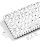 HITIME XVX White Clear Keycaps,Transparent Keycaps 60 75 100 Percent,Ceramic Keycap Style, Shine ...