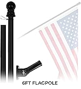 G128-6 Feet Aluminum Spinning Flagpole - Aluminum Wall Mount Flag Pole (Black) for Commercial/Res...