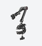 Adjustable articulating arm mount with multiple joints and camera/device mounting plate, finished in black.