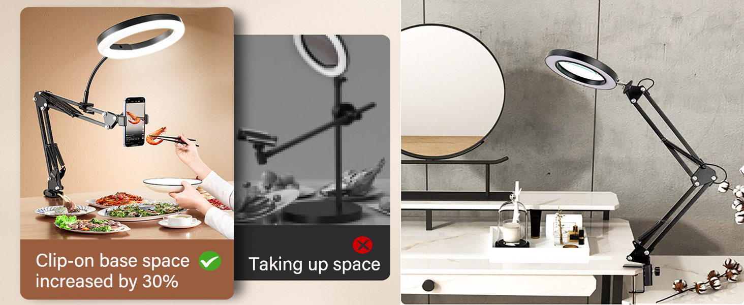 Magnifying Glass with Light,Magnifier with Stand Clamp,LED Desk Lamp 