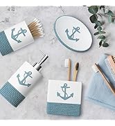 Tide and Tales Nautical Bathroom Decor 4 Piece Bathroom Accessories Set | Rope and Anchor Bathroo...