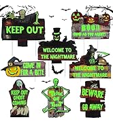 8 PCs Halloween Decorations Outdoor Tombstone Yard Sign with Stakes Glow in the Dark Graveyard To...
