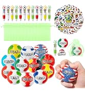 CY2SIDE 12 Pack Soccer Squeeze Toy Party Favor Gift Set with Ballpoint Pen Sticker and Organza Ba...